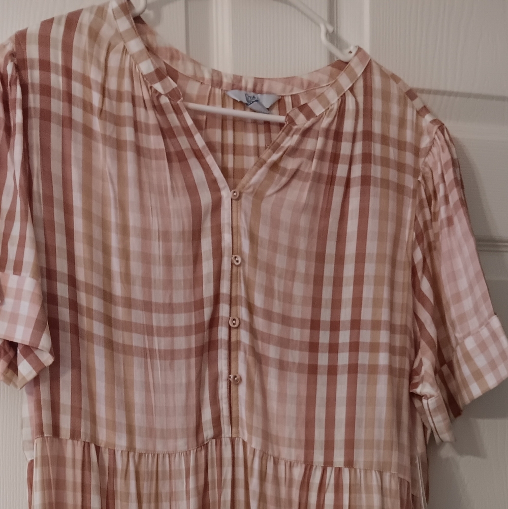Croft & Barrow Peach Plaid Dress